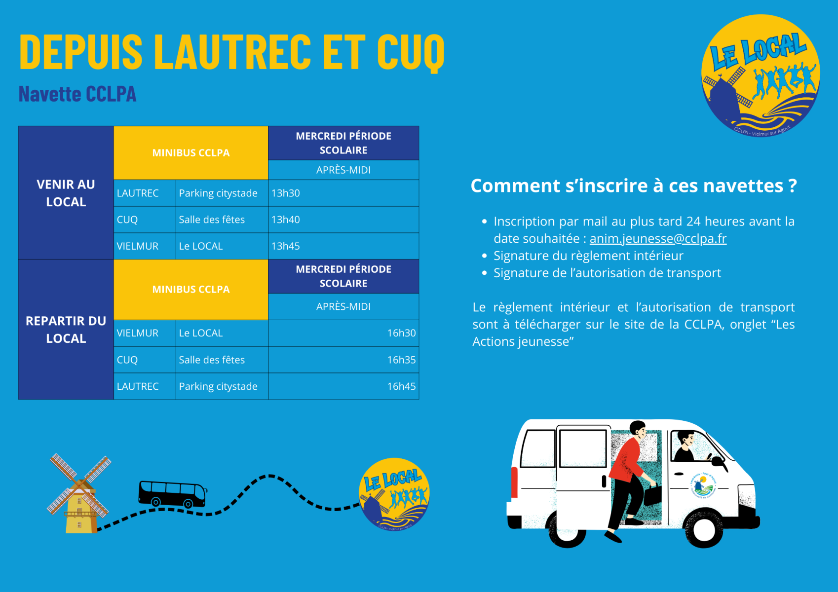 Horaires navette pour local