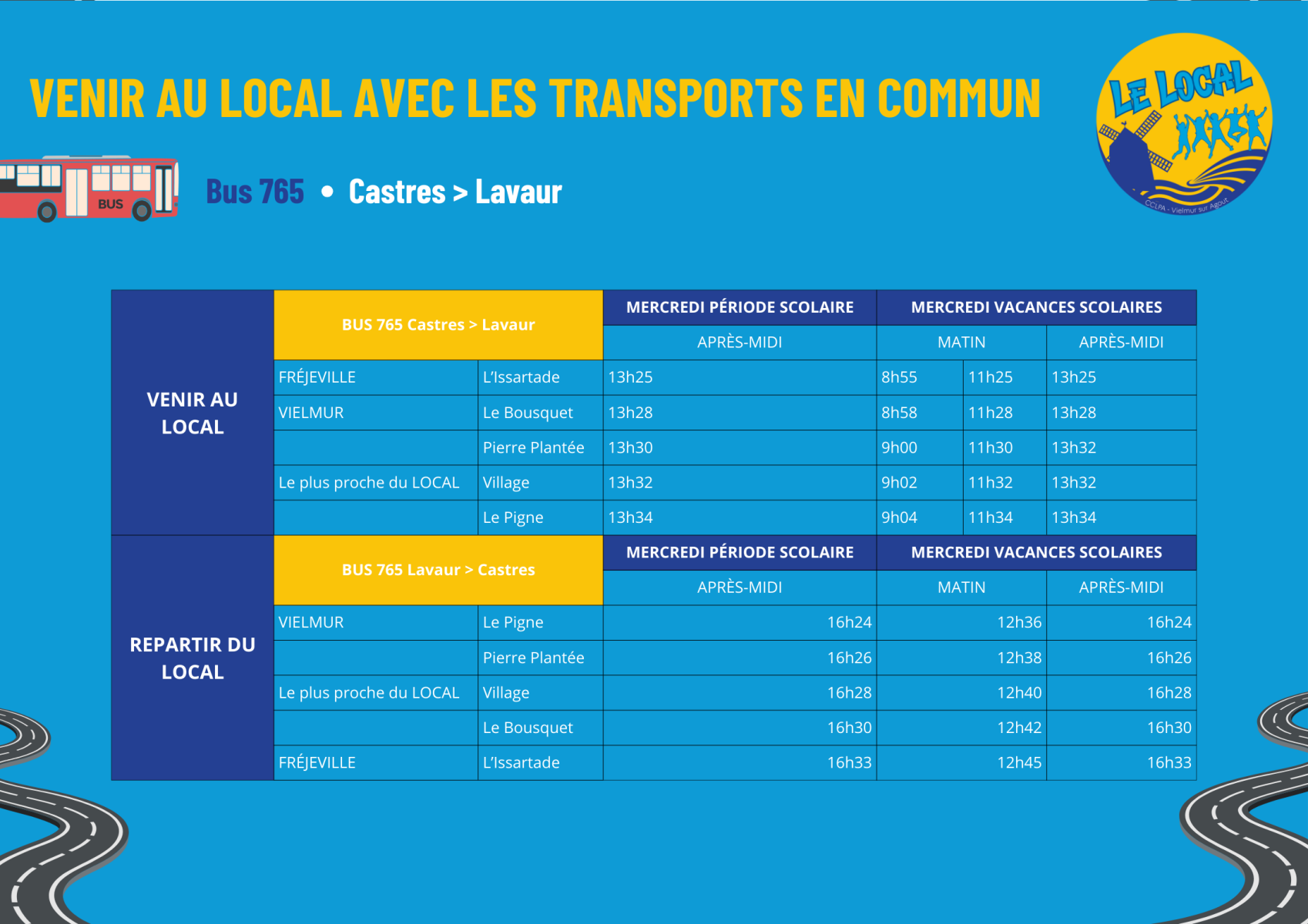 Horaires bus castres-lavaur pour local