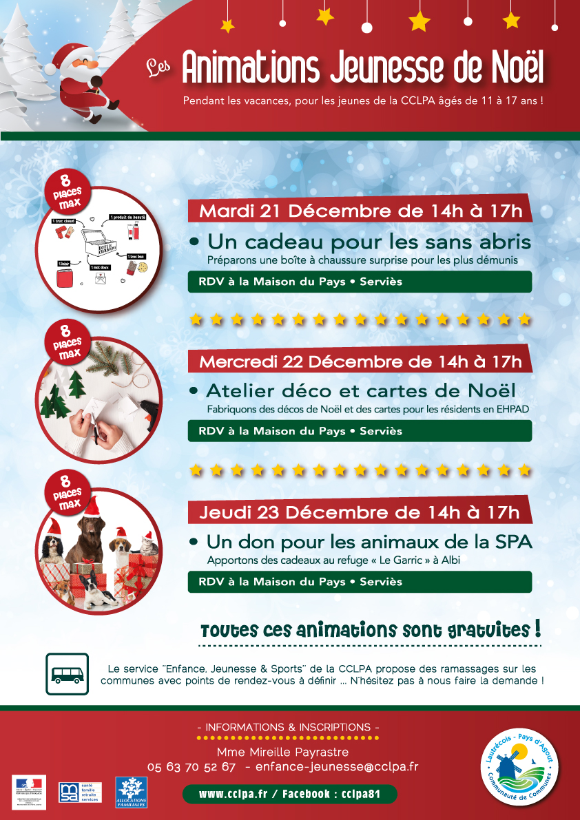 Le programme des animations jeunesse de Noël 2021