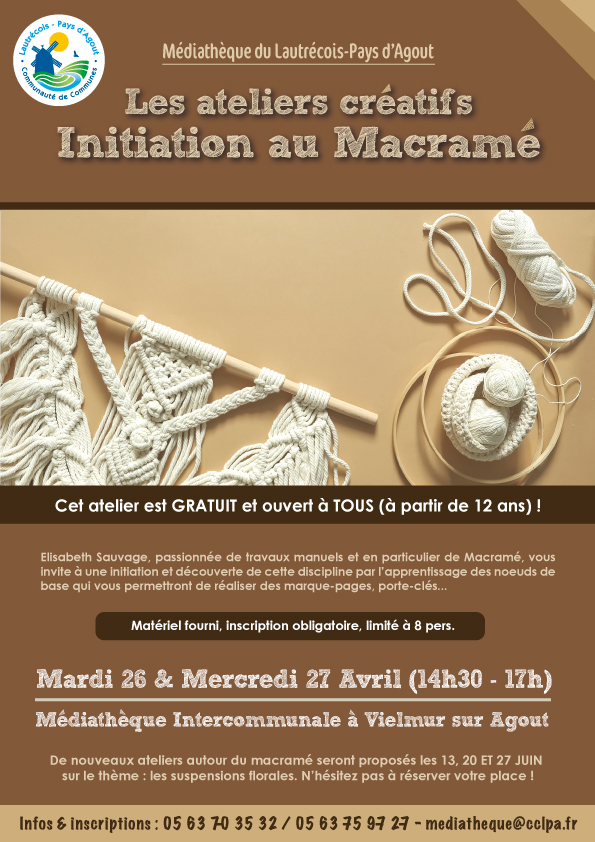 Atelier créatif sur le Macramé à Vielmur - 26 et 27 avril 2022 