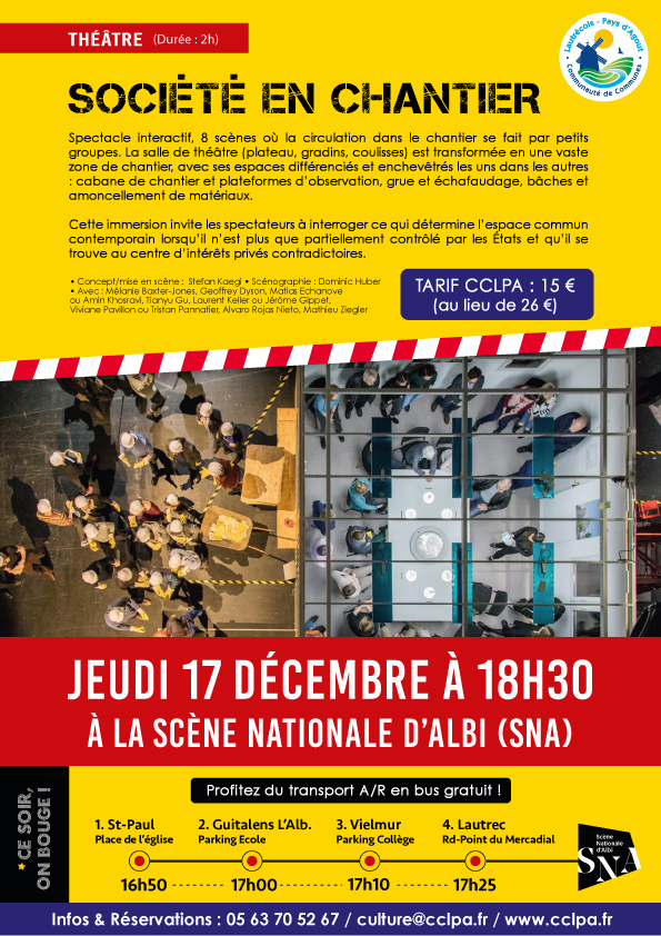 "Société en Chantier" : prochain spectacle de notre Saison Culturelle 2020-2021