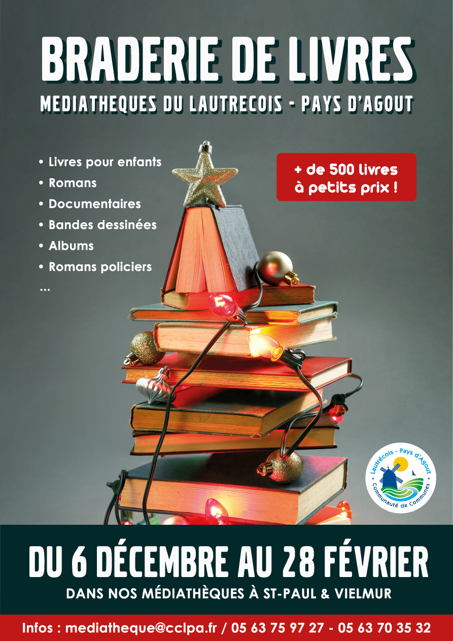 Braderie de Livres dans nos médiathèques à St-Paul et Vielmur